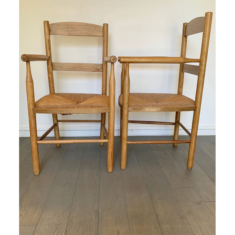 Pair of vintage rustic armchairs, 1960