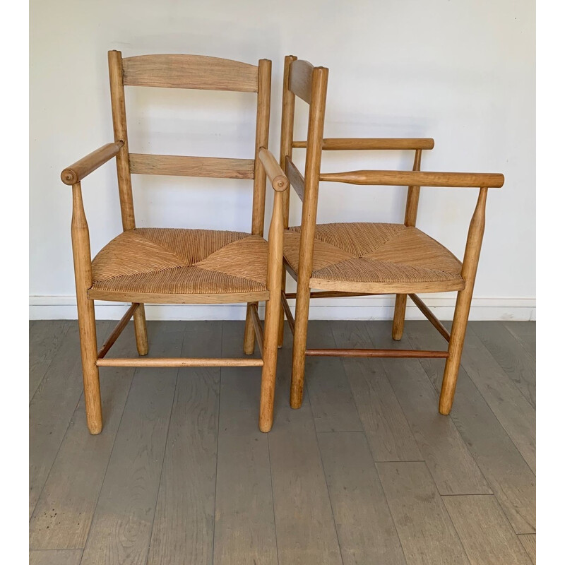 Pair of vintage rustic armchairs, 1960