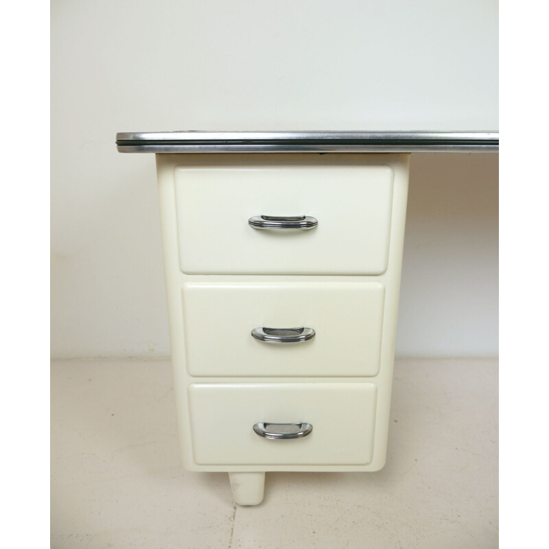 Vintage Asymmetrical Steel Desk, Germany, 1950s