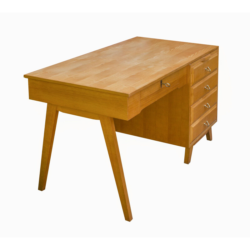 Vintage desk in ash wood 1950s