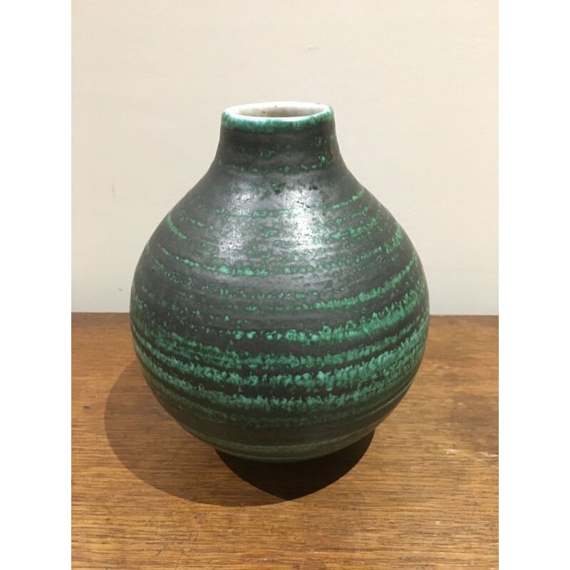 Vintage green ceramic vase, 1950