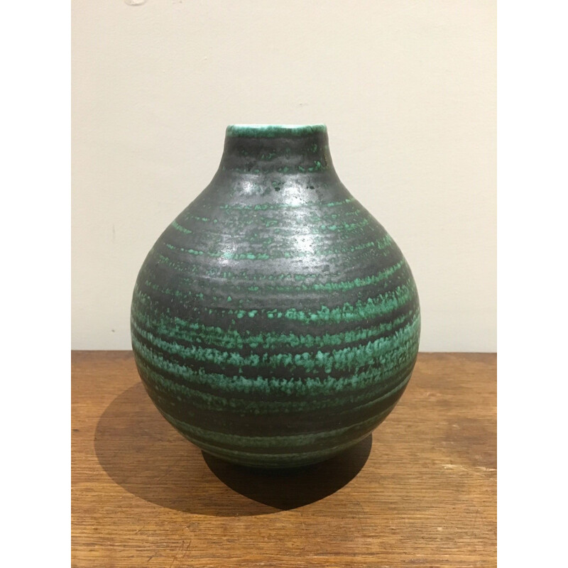Vase vintage en céramique vert, 1950
