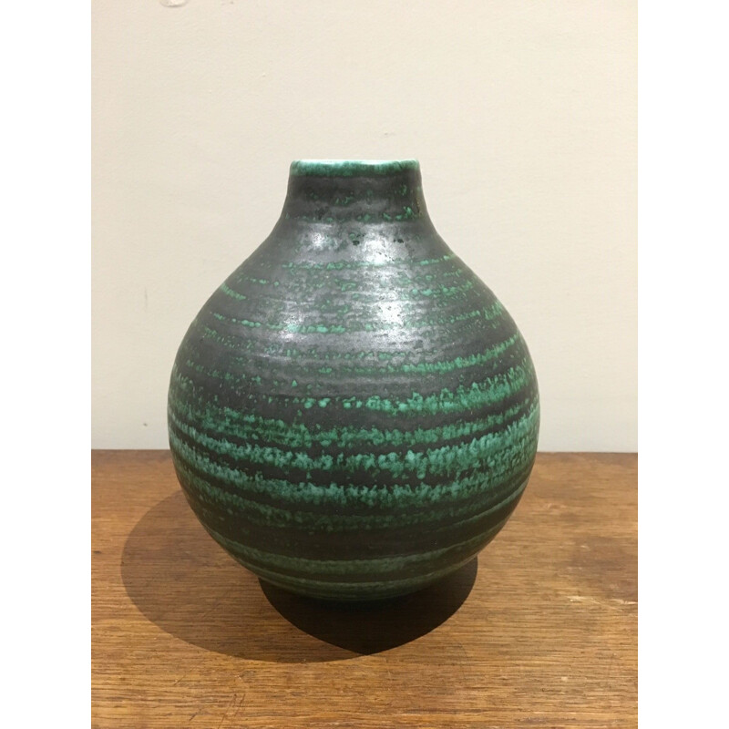 Vintage green ceramic vase, 1950