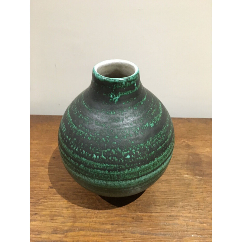 Vaso vintage in ceramica verde, 1950