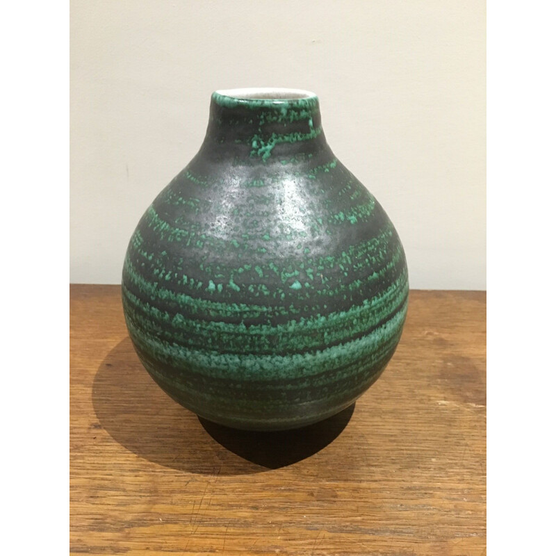 Vaso de cerâmica verde vintage, 1950