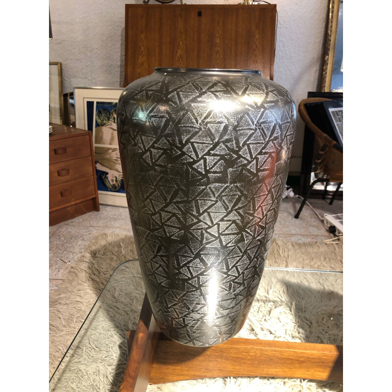 Vintage vase black and silver 1970