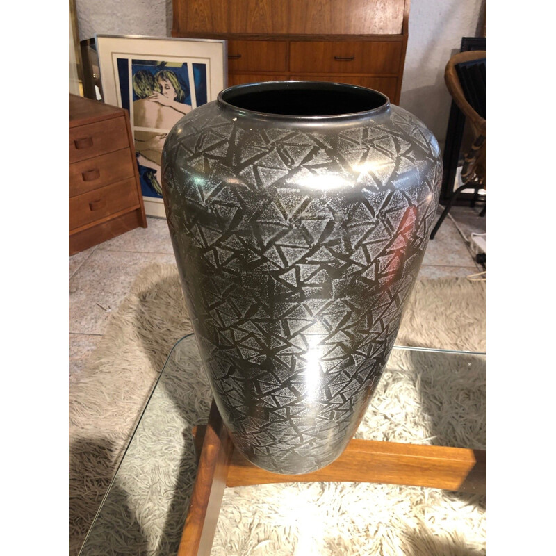 Vintage vase black and silver 1970