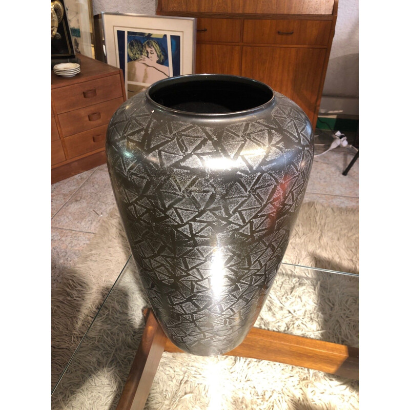 Vintage vase black and silver 1970