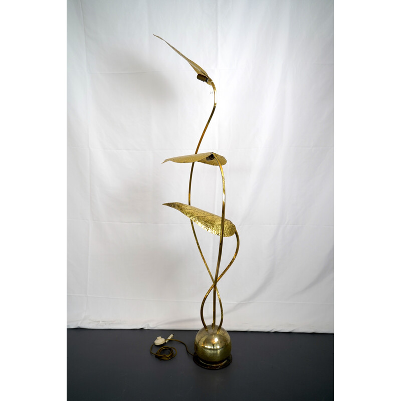 Vintage Italian Brass 3-Arm Floor Lamp by Tommaso Barbi 1970