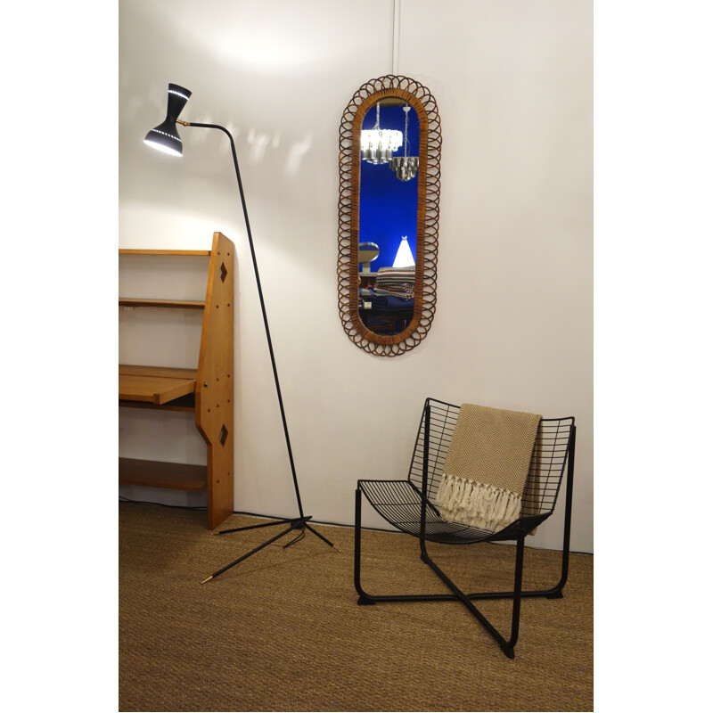 Vintage rattan mirror by Franco Albini for Bonacina 1960