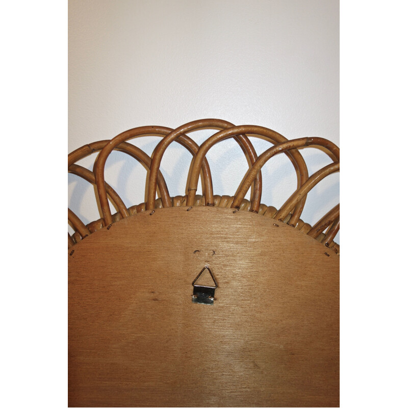 Vintage rattan mirror by Franco Albini for Bonacina 1960