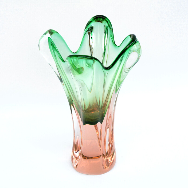 Vase en verre vintage par J. Hospodka Chribska Sklarna Tchécoslovaquie 1960