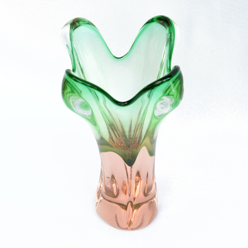 Vintage Glass vase designed by J. Hospodka Chribska Sklarna Czechoslovakia 1960
