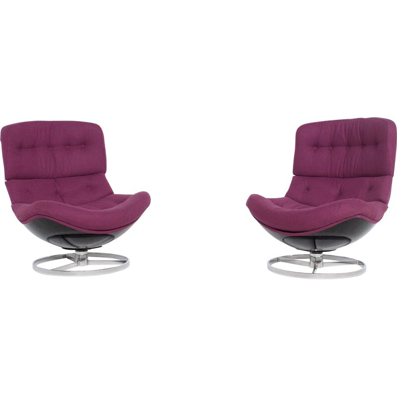 Pair of vintage swivel armchairs by Michel Cadestin 1970s