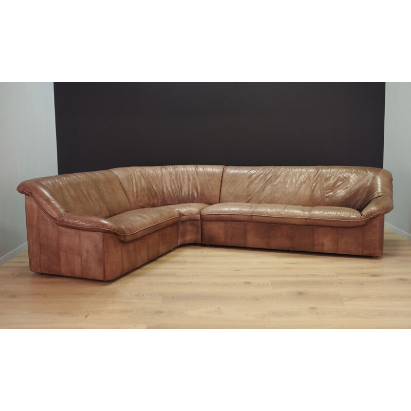Vintage scandinavian leather corner sofa,1960