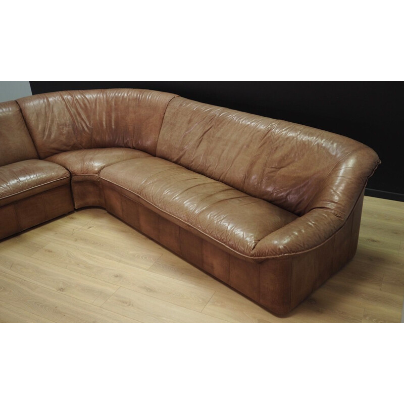 Vintage scandinavian leather corner sofa,1960