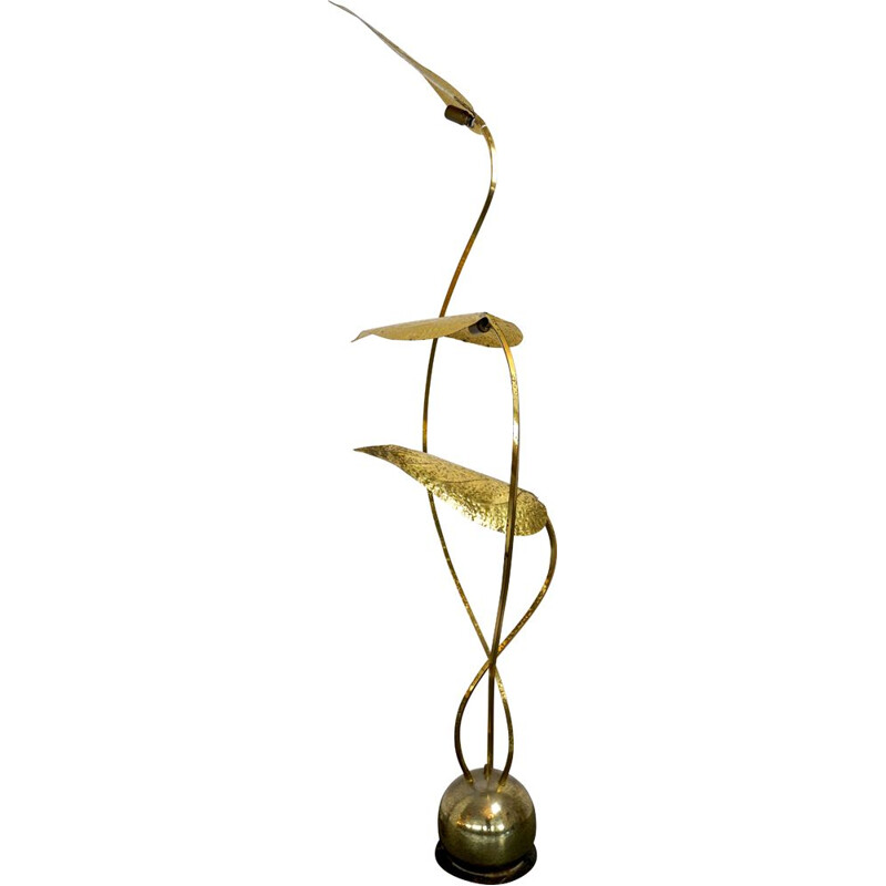 Vintage Italian Brass 3-Arm Floor Lamp by Tommaso Barbi 1970