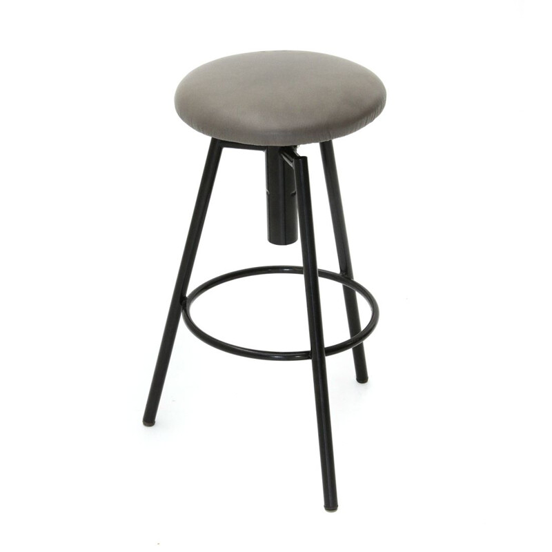 Vintage Metal stool with padded seat, 1960s