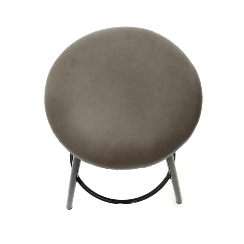 Vintage Metal stool with padded seat, 1960s