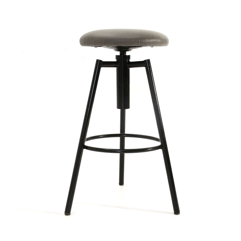 Vintage Metal stool with padded seat, 1960s