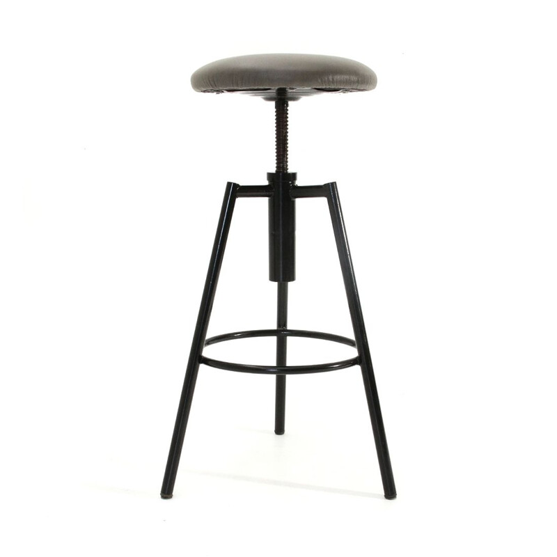 Vintage Metal stool with padded seat, 1960s