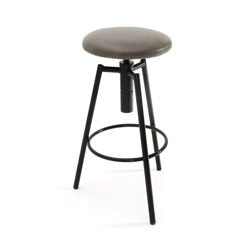 Vintage Metal stool with padded seat, 1960s