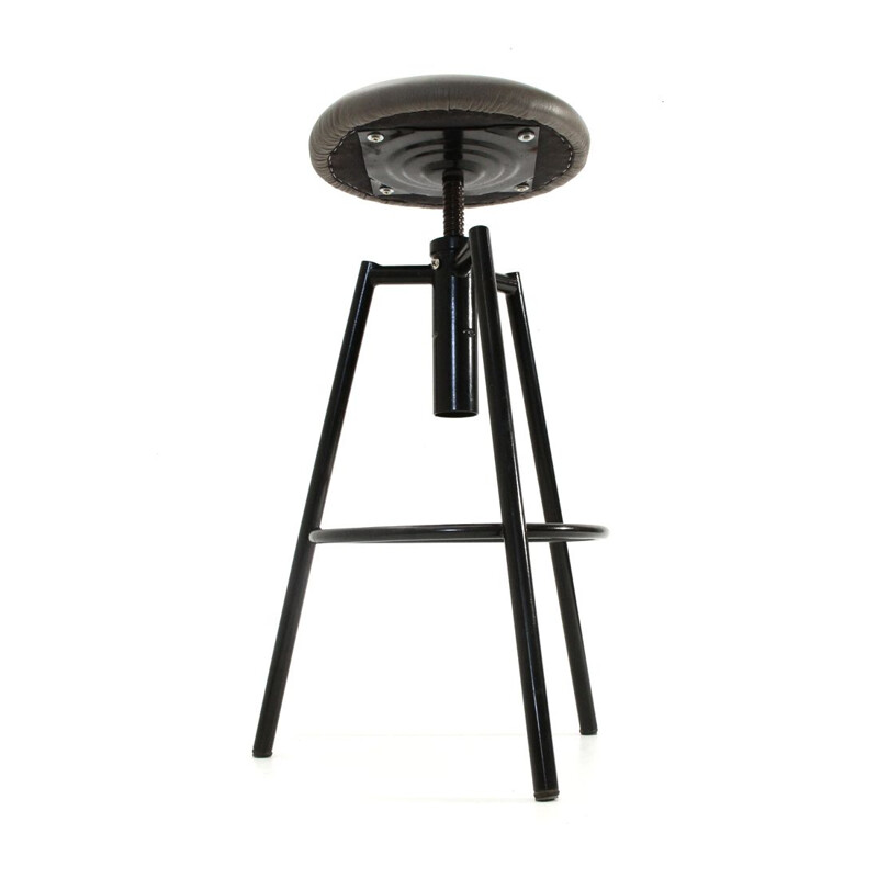 Vintage Metal stool with padded seat, 1960s