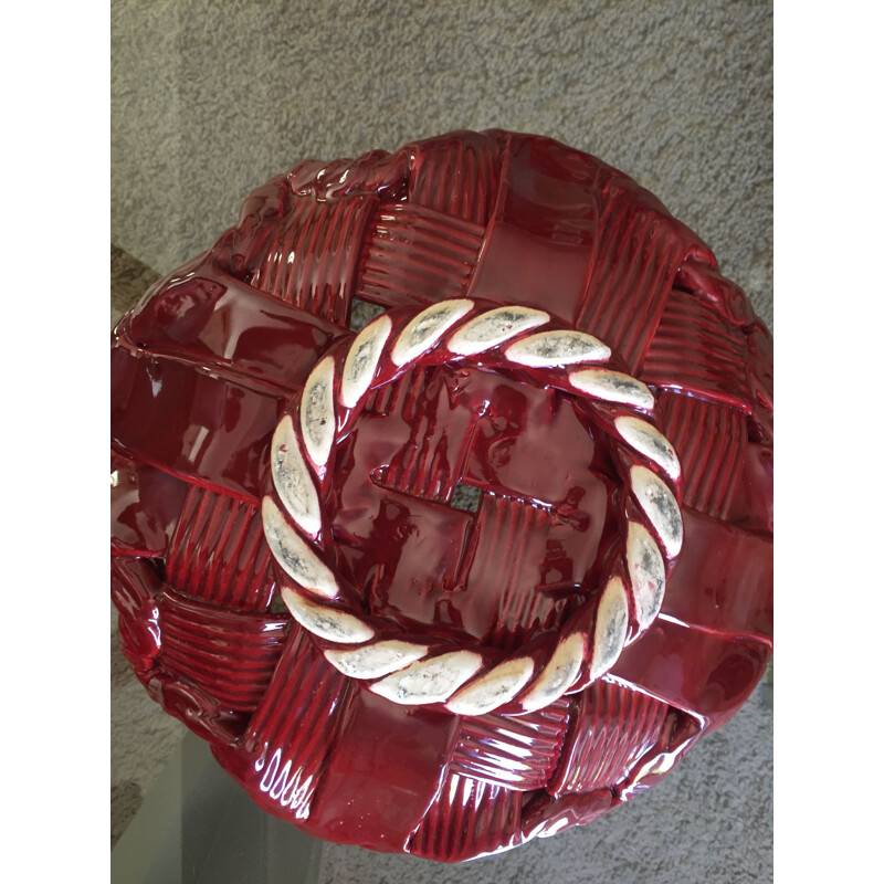 Coupe vintage  Vallauris en céramique rouge  de Jérome Massier