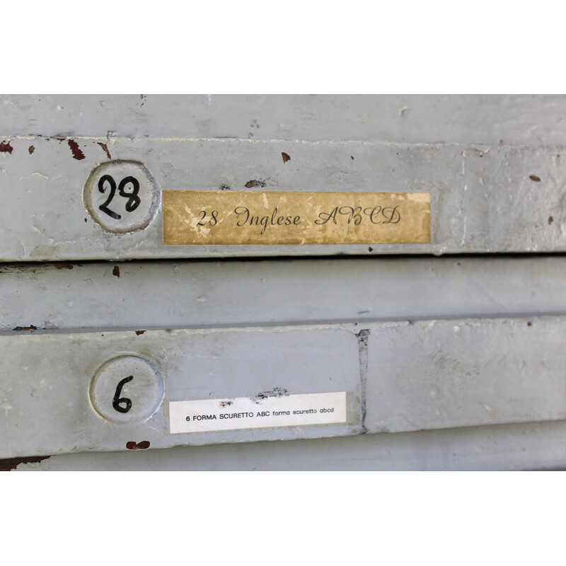 Vintage letterpress ladekasten 1940
