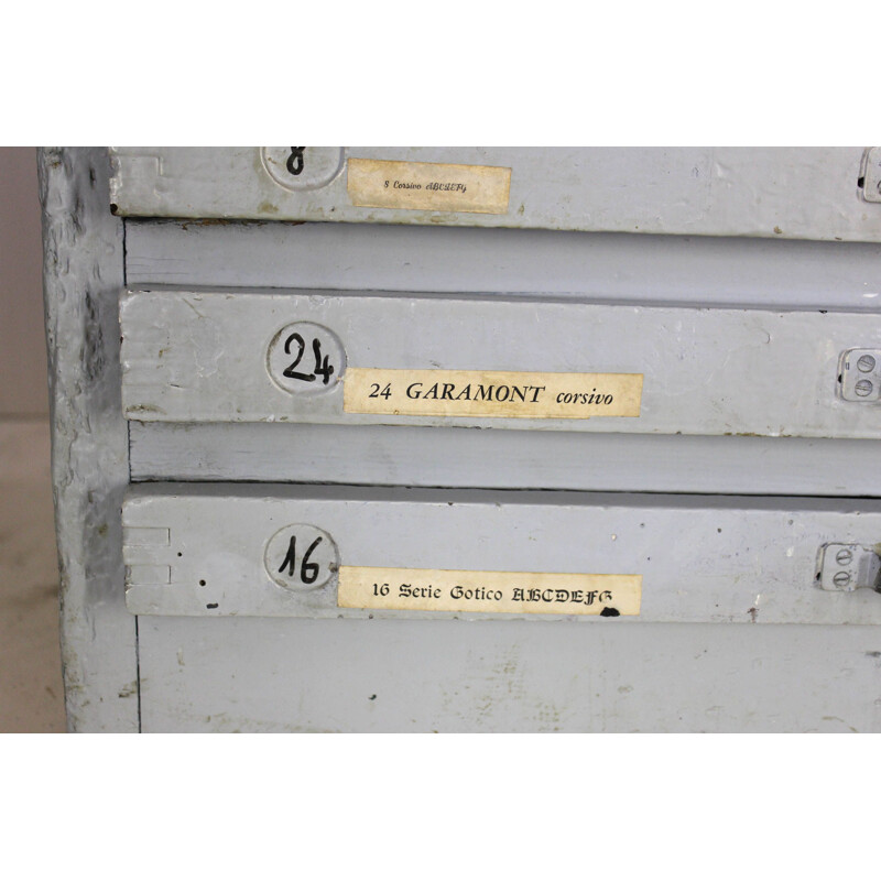 Vintage letterpress ladekasten 1940