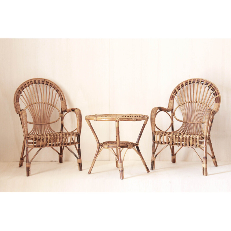 Vintage bamboo garden set Italy 1960