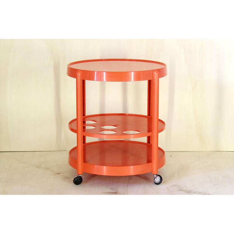 Vintage Orange Bar Cart Italy 1970s