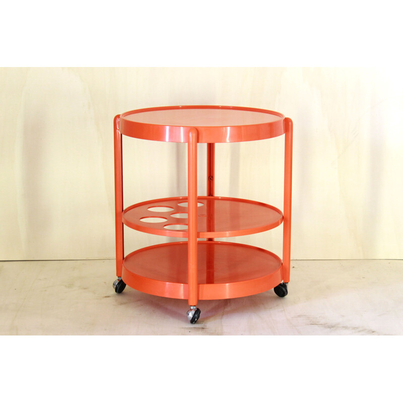 Vintage Orange Bar Cart Italy 1970s