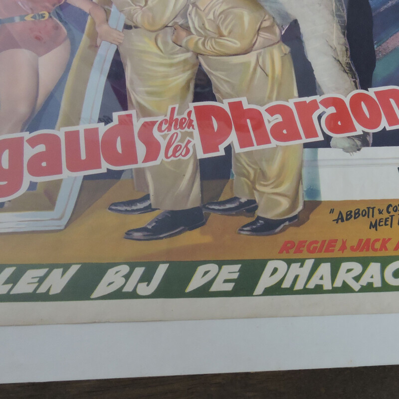 Gerahmtes Vintage-Filmplakat 2 nigauds parmi les pharaons von Abbot und Costello, Belgien 1955