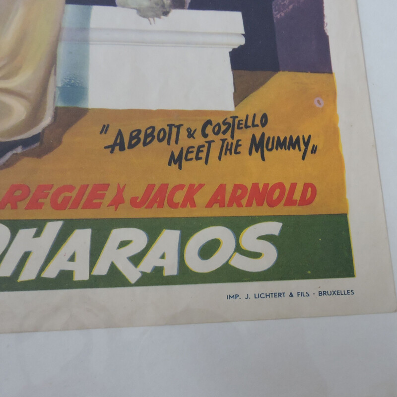 Poster cinematografico d'epoca incorniciato 2 niggles among the pharaohs di Abbot and Costello, Belgio 1955