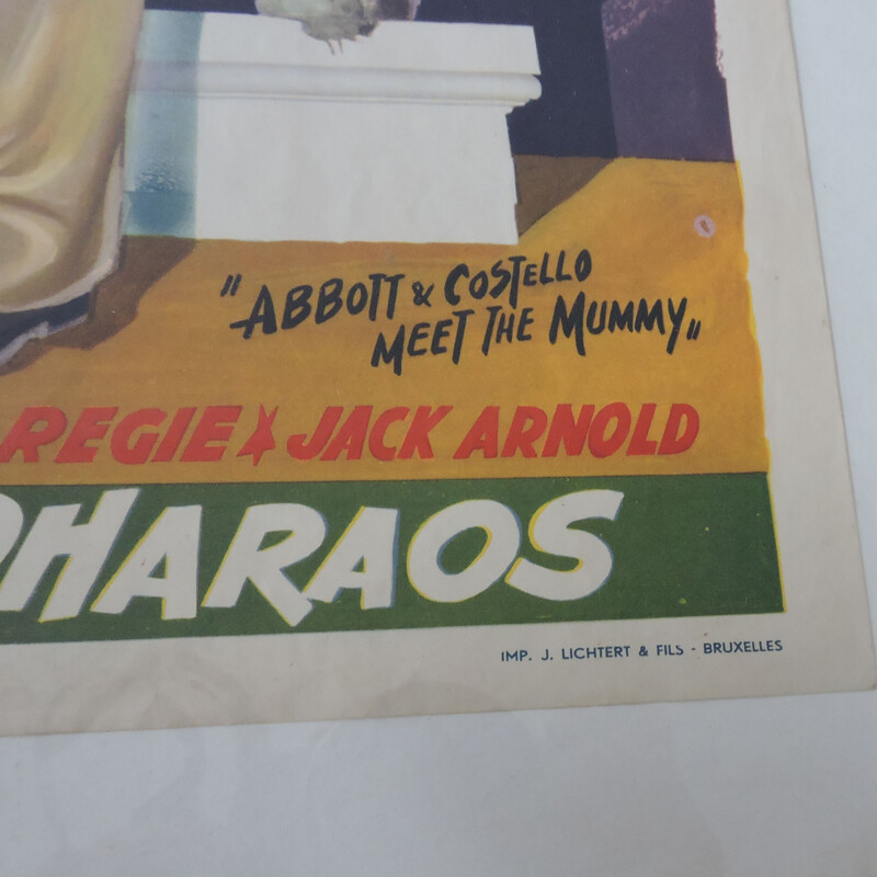 Vintage framed film poster 2 niggles among the pharaohs by Abbot and Costello, Belgium 1955