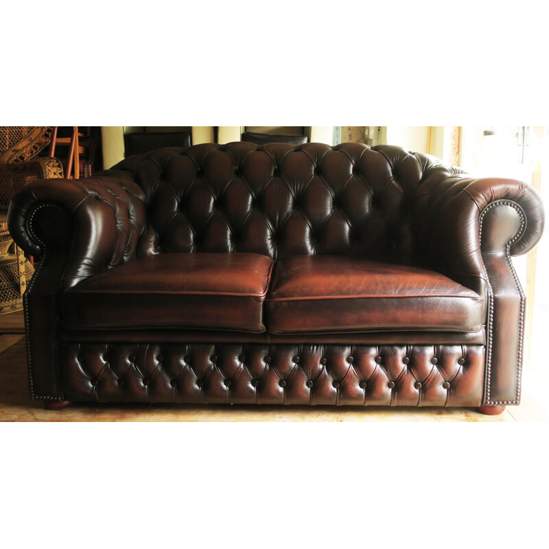 Vintage Chesterfield Sofa in Brown Leather