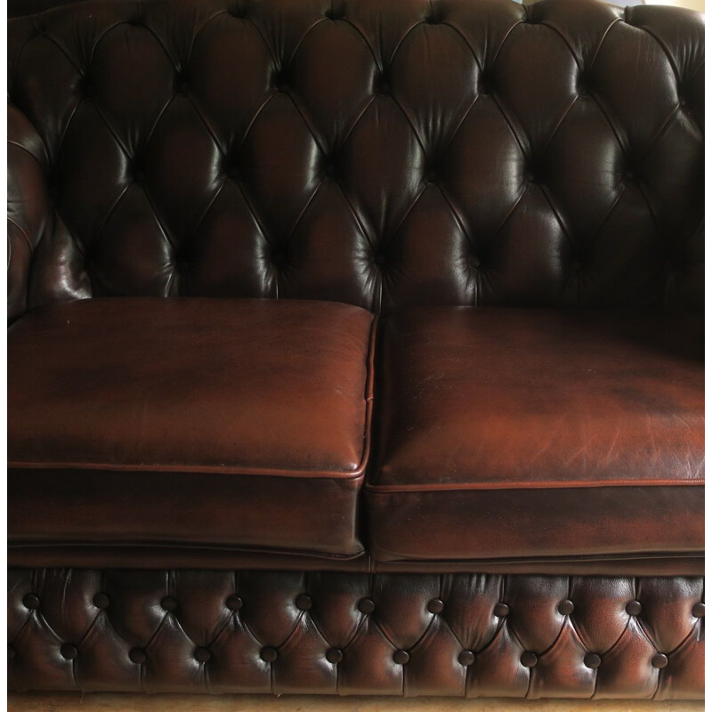 Vintage Chesterfield Sofa in Brown Leather