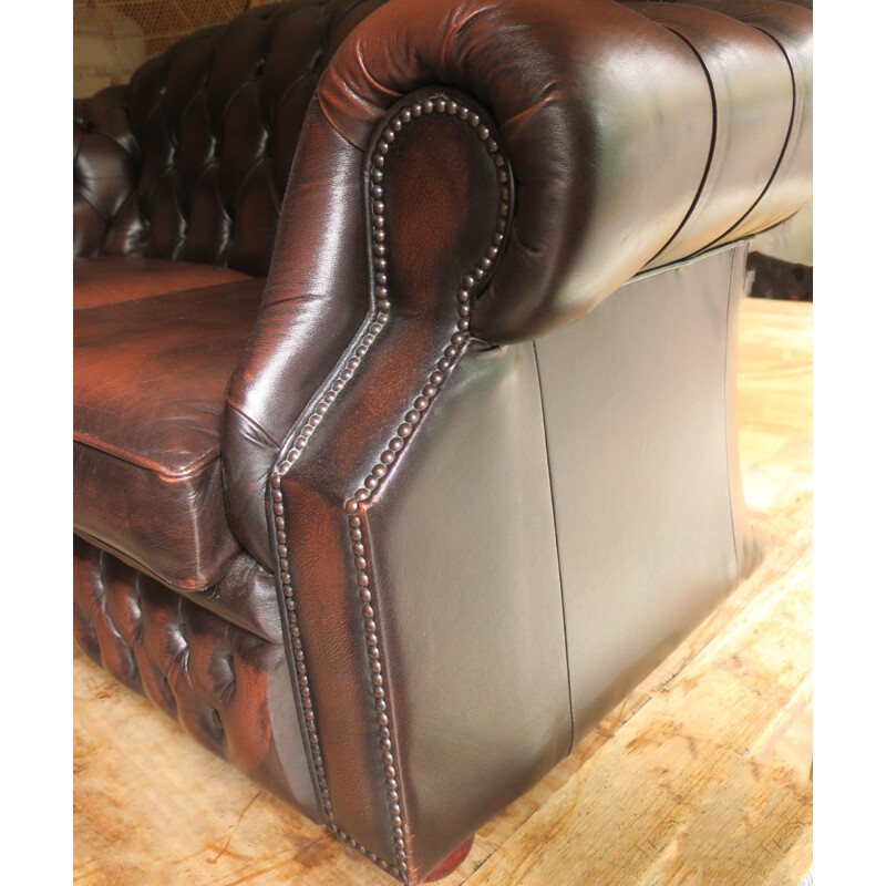 Vintage Chesterfield Sofa in Brown Leather