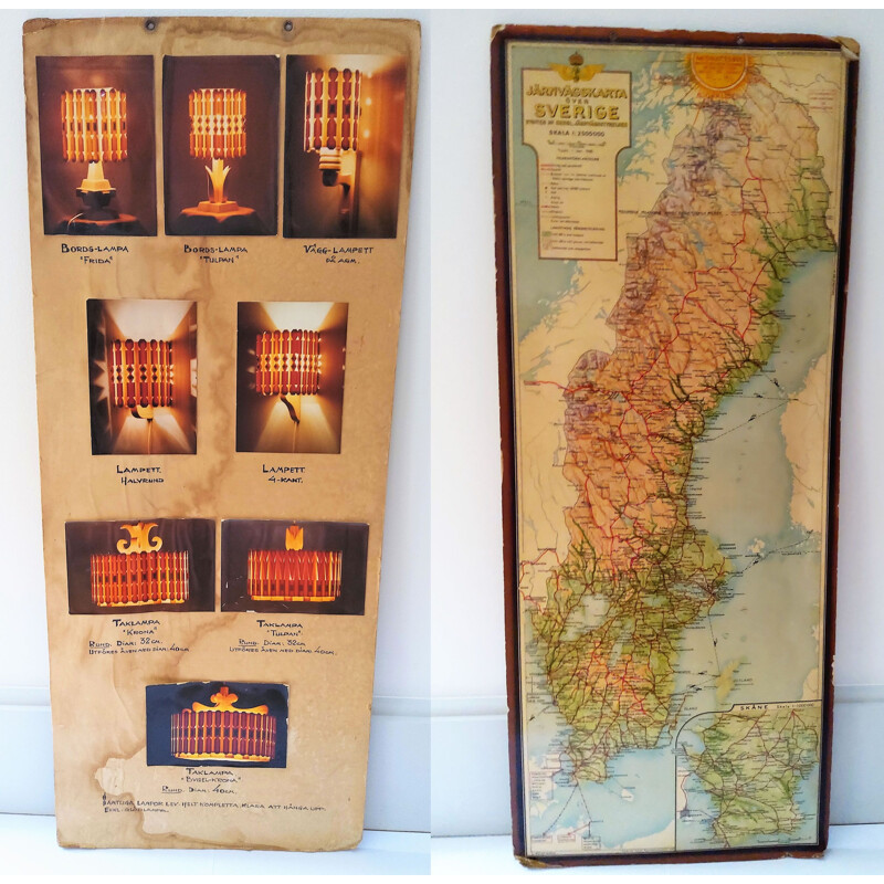 Set van 3 Scandinavische vurenhouten hanglampen 1960