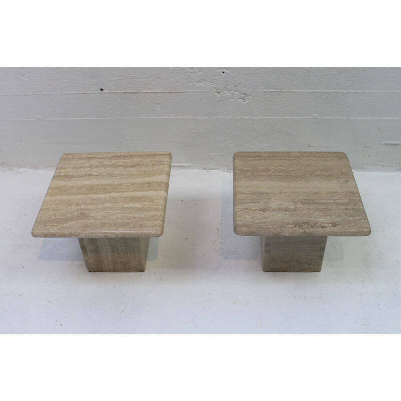 Pair of vintage travertine side table 1970s