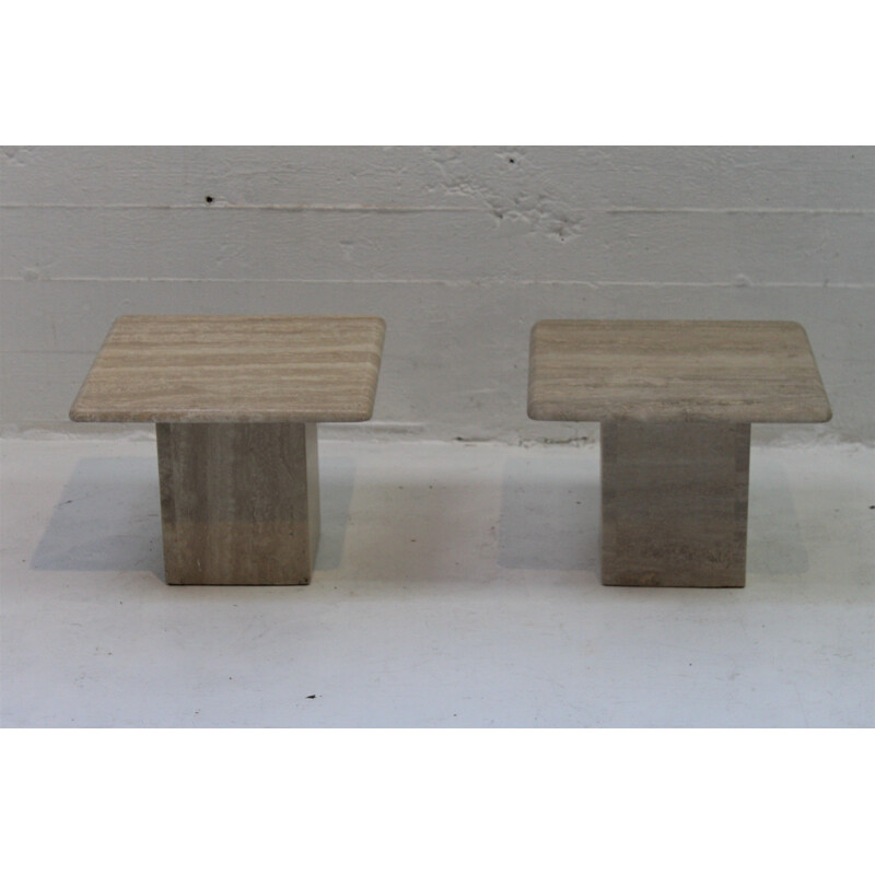 Pair of vintage travertine side table 1970s