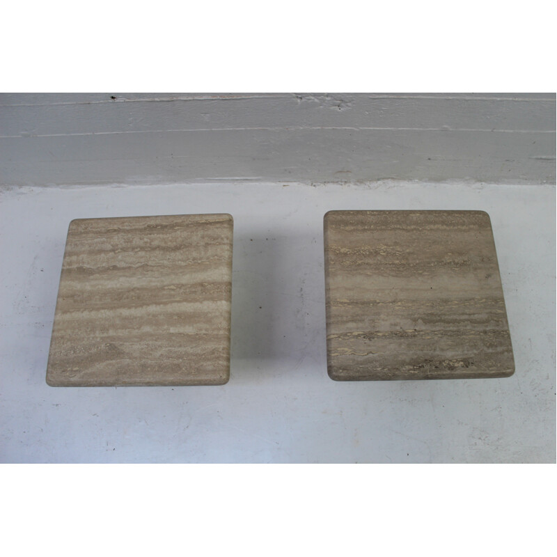 Pair of vintage travertine side table 1970s