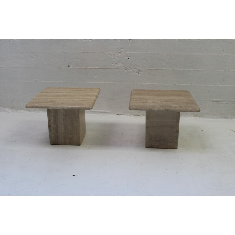 Pair of vintage travertine side table 1970s