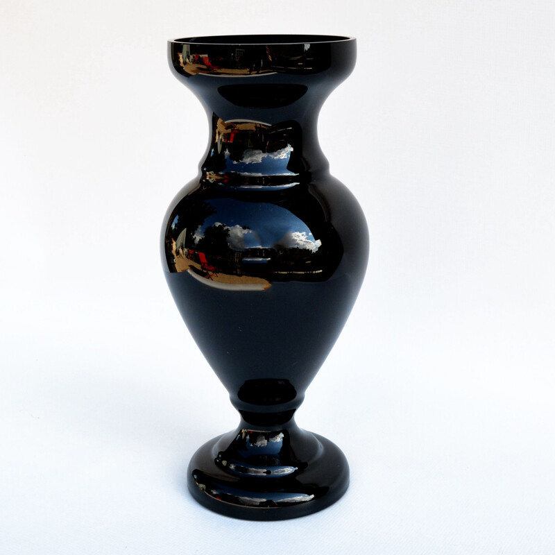 Vintage Huge halite glass vase Novy Bor Czechoslovakia 1960s
