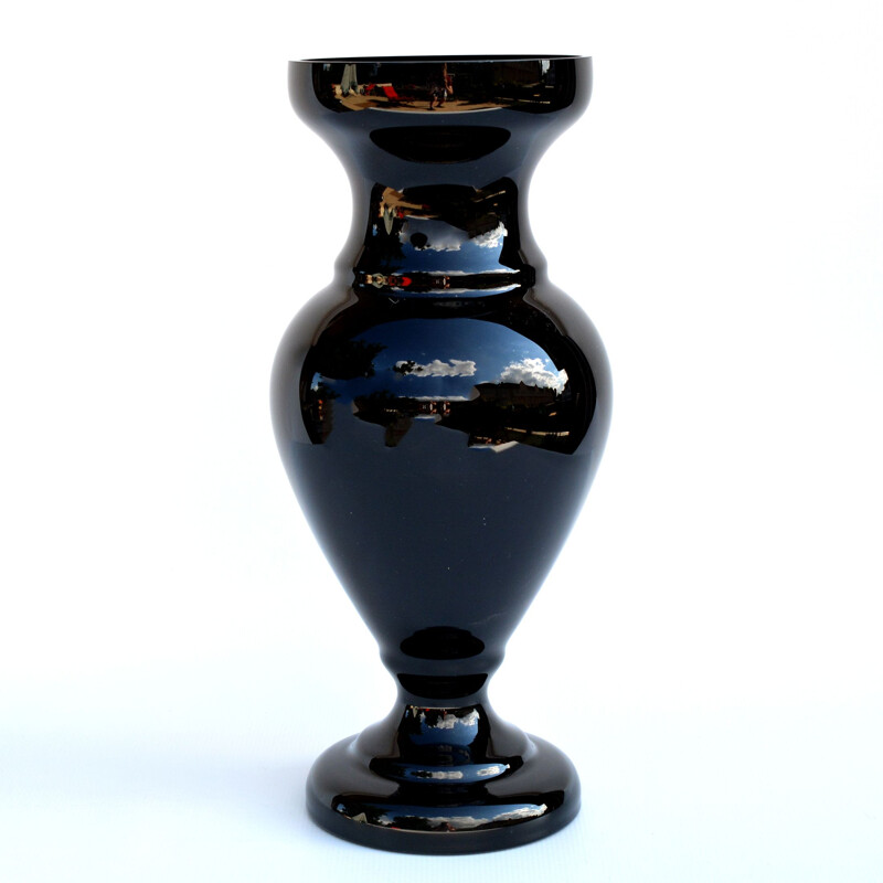 Vintage Huge halite glass vase Novy Bor Czechoslovakia 1960s