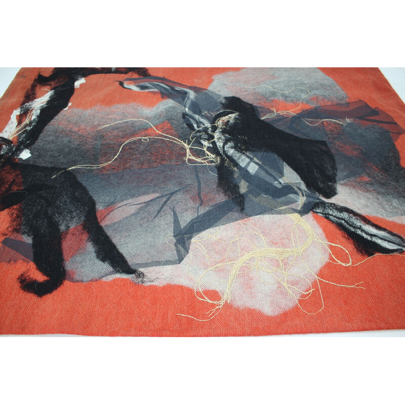Vintage abstract wool tapestry by Josef Treuchel for Maker, Czechoslovakia 1970