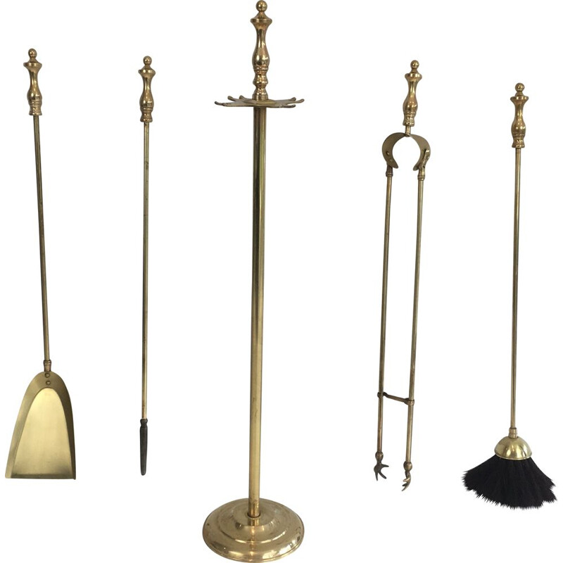 Vintage brass fireplace set