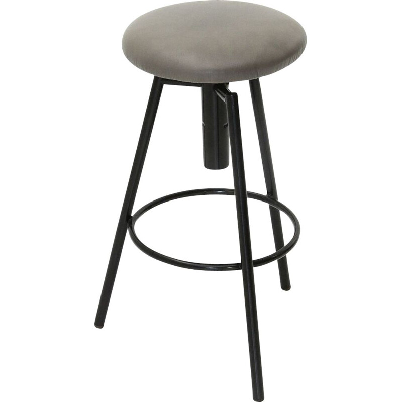 Vintage Metal stool with padded seat, 1960s