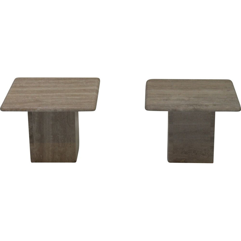 Pair of vintage travertine side table 1970s